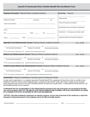 Council of Community Clinics Flexible Benefit Plan Enrollment Form