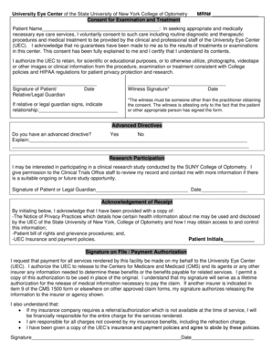 Consent for Eye Examination and Treatment