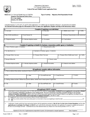 Migratory Bird Depredation Permit Application