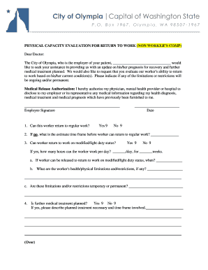 Physical Capacity Evaluation for Return to Work