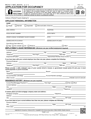 Arizona Application for Occupancy