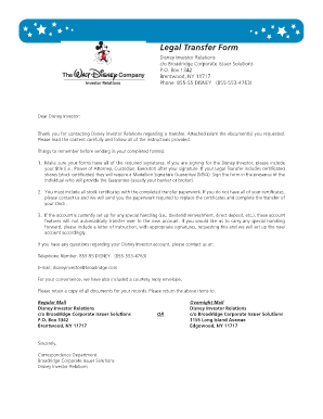 Disney Investor Legal Transfer Form