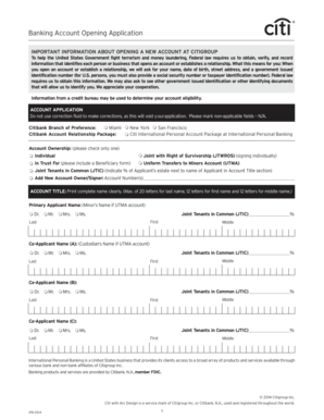 Citibank International Personal Account Application