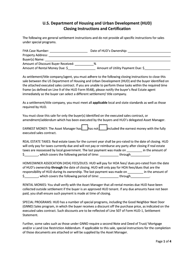 Fillable Online FHA Case Number Date of HUDs Ownership Fax Email Print