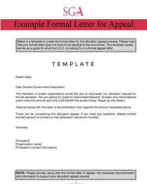 Example Appeal Letter - albright