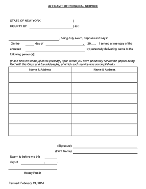 Affidavit of Personal Service
