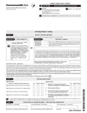 Commonwealth Bank of Australia Voting/Proxy Form