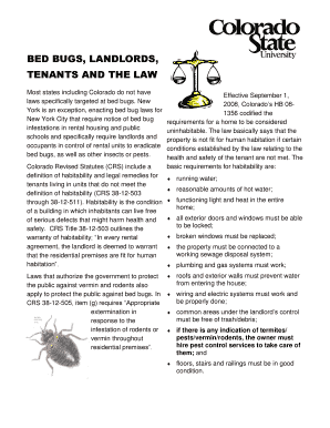 Fillable Online BED BUGS, LANDLORDS, TENANTS AND THE LAW Fax Email ...