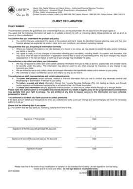 Liberty Life Client Declaration Form
