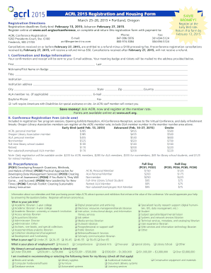 ACRL 2015 Registration and Housing Form