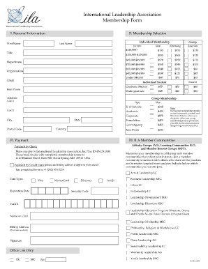 International Leadership Association Membership Form