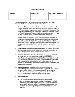 Lease Addendum for Rental Assistance