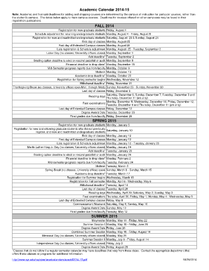 Academic Calendar 2014-15 FALL 2014 SPRING 2015 SUMMER ... - syr