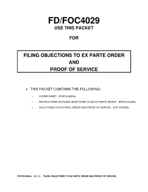 Objections to Ex Parte Order and Proof of Service