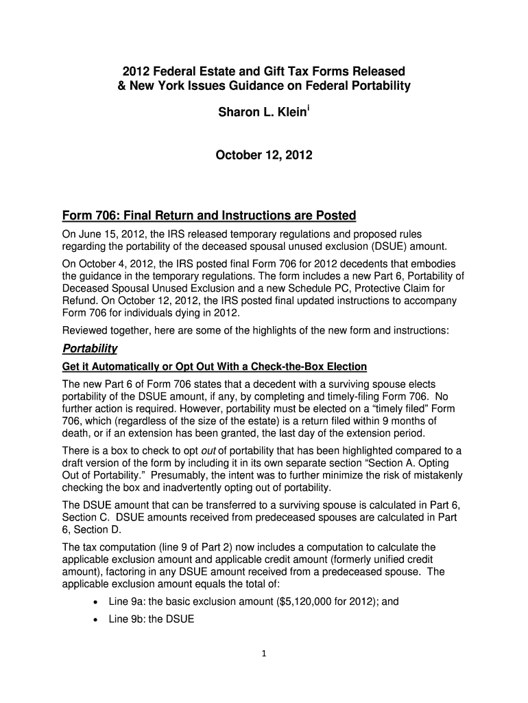 Fillable Online americanbar 2012 Federal Estate and Gift Tax Forms