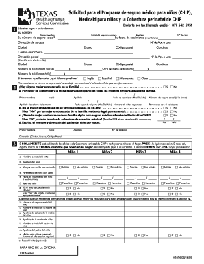 Formulario de solicitud de CHIP y Medicaid de Texas