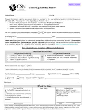 Course Equivalency Request Form