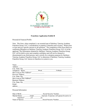 Franchisee Application Form