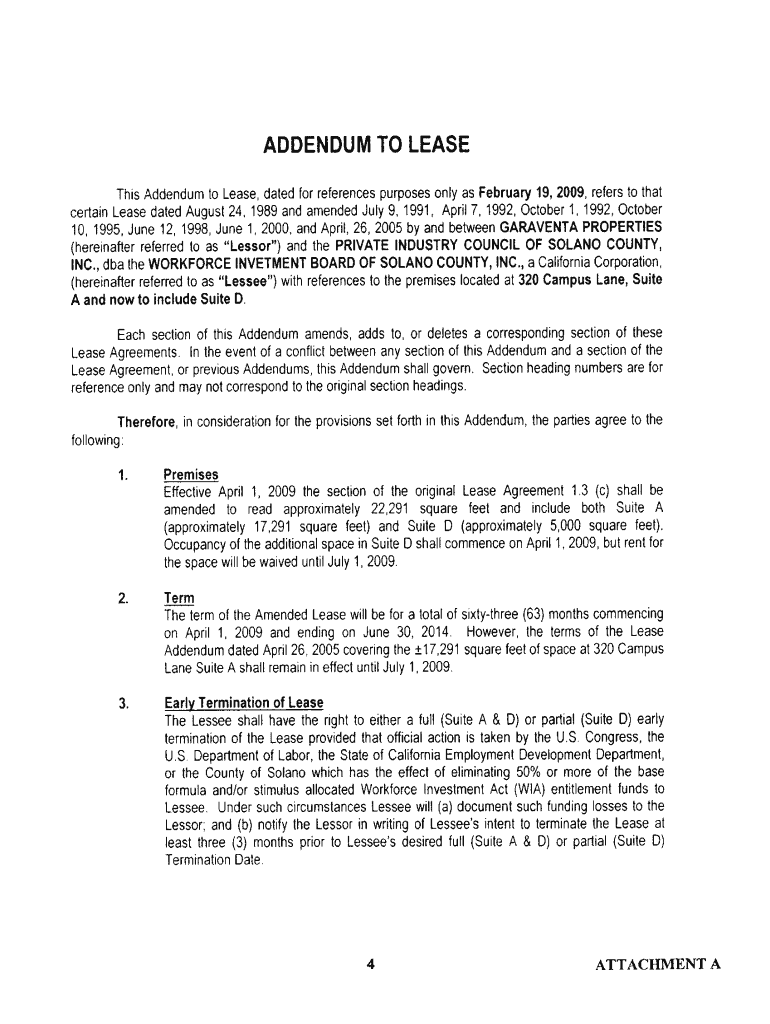 Rental Addendum Sample The Document Template