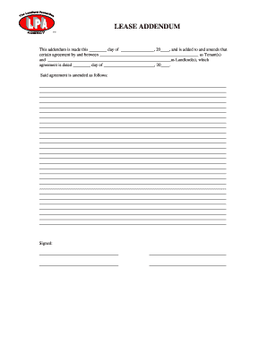 Lease Rental Agreement Addendum Form
