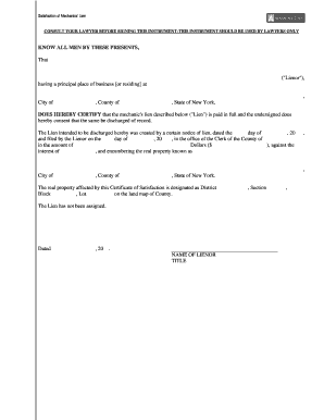 Satisfaction of Mechanics' Lien