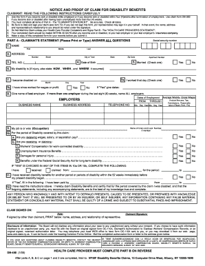 Notice and Proof of Claim for Disability Benefits
