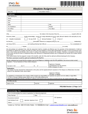 Absolute Assignment of Life Insurance Policy