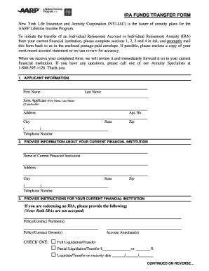 IRA Funds Transfer Form