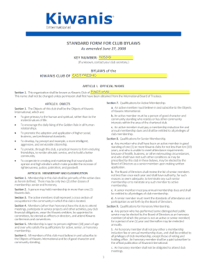 Kiwanis Club Bylaws Template