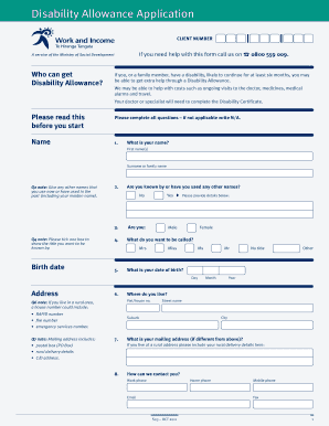 Disability Allowance Application