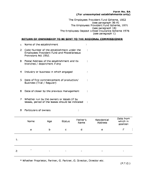 Form 5A Ownership Return