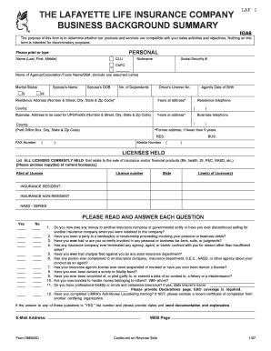 Lafayette Life Insurance Agent Application Form