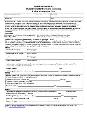 Bemidji State University Student Immunization Form