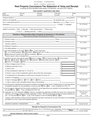 Ohio Real Property Conveyance Fee Statement of Value and Receipt