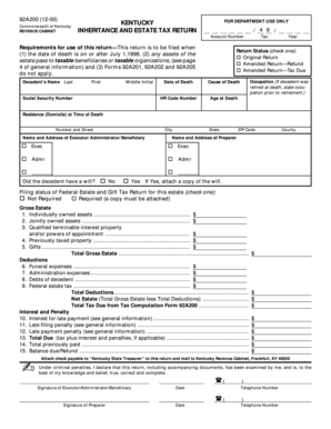 Kentucky Inheritance and Estate Tax Return