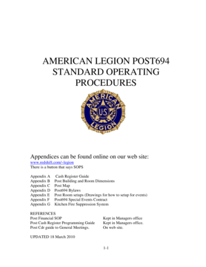 Sops meaning - Standard Operating Procedures - American Legion Post 694