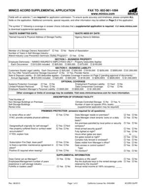 MINICO ACORD Supplemental Application