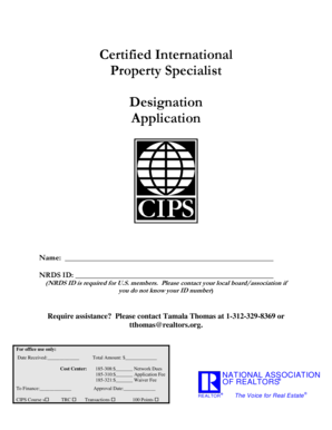 Certified International Property Specialist Designation Application