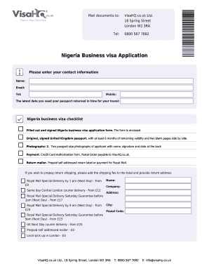 Nigeria Business Visa Application Form