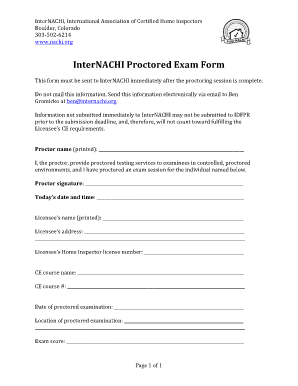 InterNACHI Proctored Exam Form
