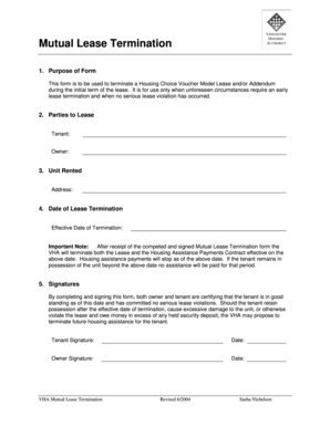 Mutual Lease Termination Form