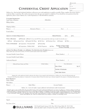 Sullivan Credit Application Form