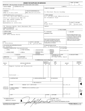 US Federal Purchase Order Form