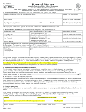 New York Power of Attorney Form POA-1-I