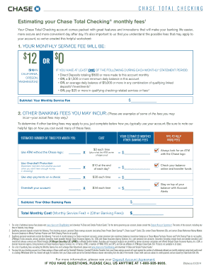 Chase Total Checking Fee Estimation Worksheet