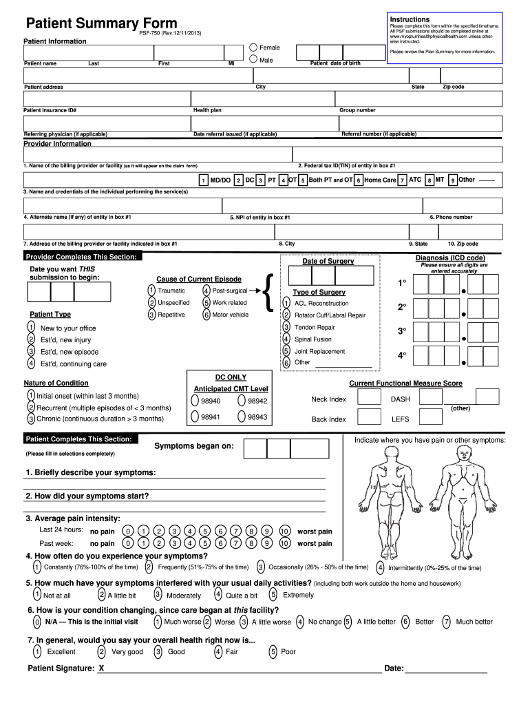 psf printable 2013 form Preview on Page 1