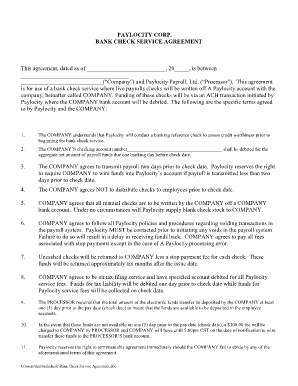 PAYLOCITY CORP. BANK CHECK SERVICE AGREEMENT This ...