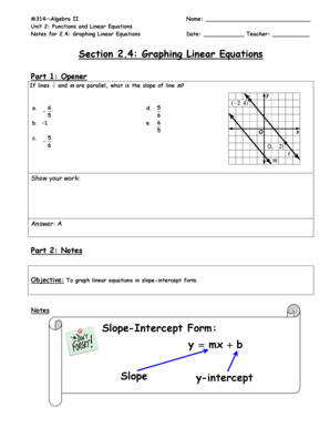 Algebra II Graphing Linear Equations Worksheet