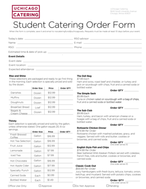UChicago Catering Order Form