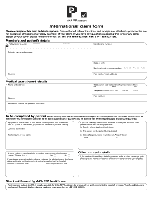 AXA PPP Healthcare International Claim Form
